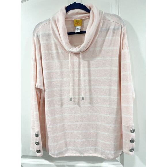 RUBY RD. Tunic Top LP Cream Pink Plaid Pullover Comfy Cozy Leisurewear - Picture 1 of 7